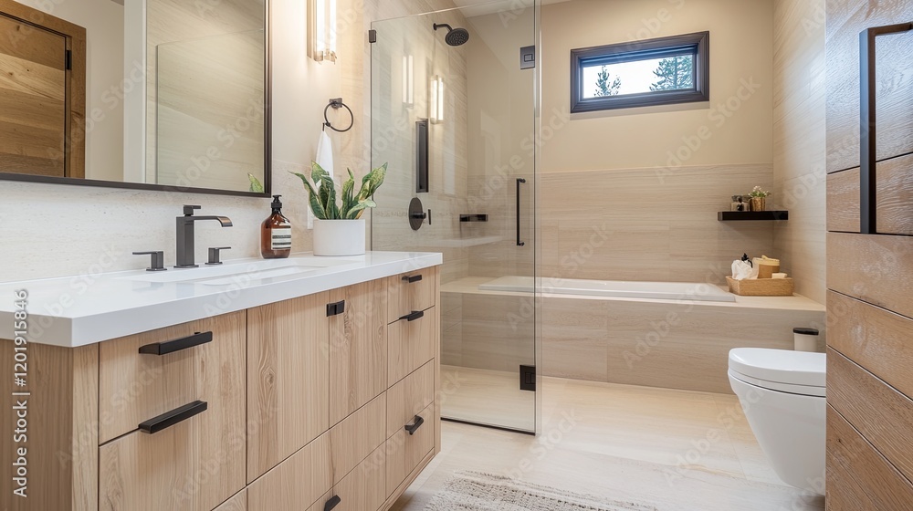 A floating vanity with hidden storage and a touchless faucet for a sleek bathroom A floating vanity with hidden storage and a touchless faucet for a sleek bathroom