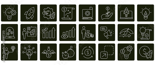 Startup icons set. Set of editable stroke icons.Set of Startup