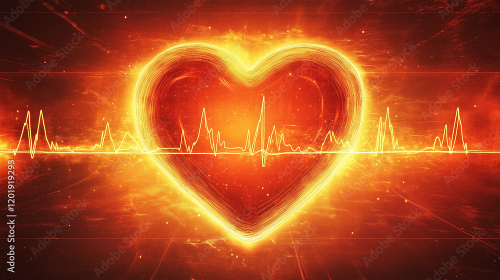 A heart is shown in red with a line of dots surrounding it A heart is shown in red with a line of dots surrounding it