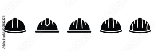 Black Safety Helmet Icon vector set. Hard hat glyph icon. Construction helmet icon. for web, UI, and mobile apps.