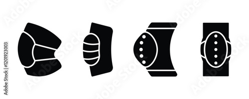 set of Knee pads vector icons, Knee and elbow pads providing safety and support during various activities,  protection and support during physical activities.