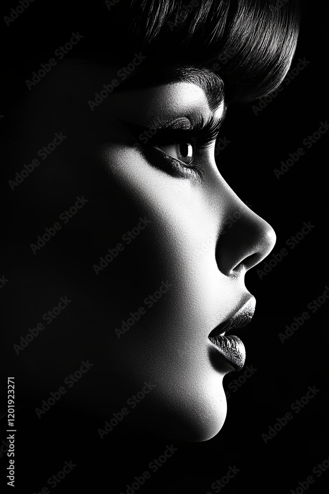 Elegant Profile Shot of a Model in Studio Lighting Elegant Profile Shot of a Model in Studio Lighting