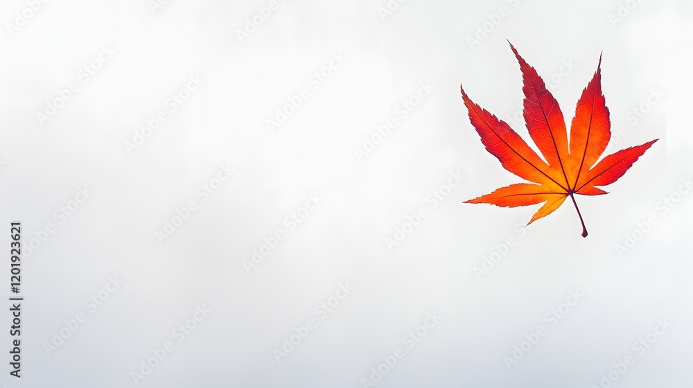 Single Autumn Maple Leaf Against White Background Single Autumn Maple Leaf Against White Background