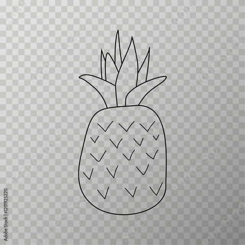 pineapple line art  isolated vector illustration