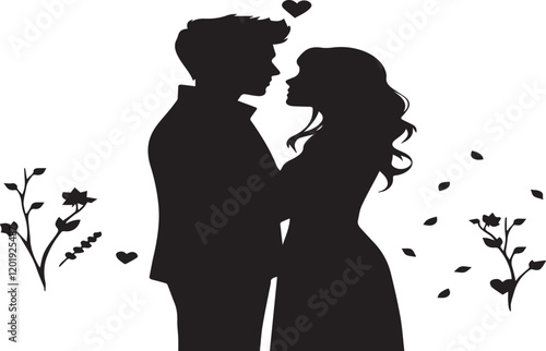 Romantic love couples vector silhouettes for valentines day , valentines day 