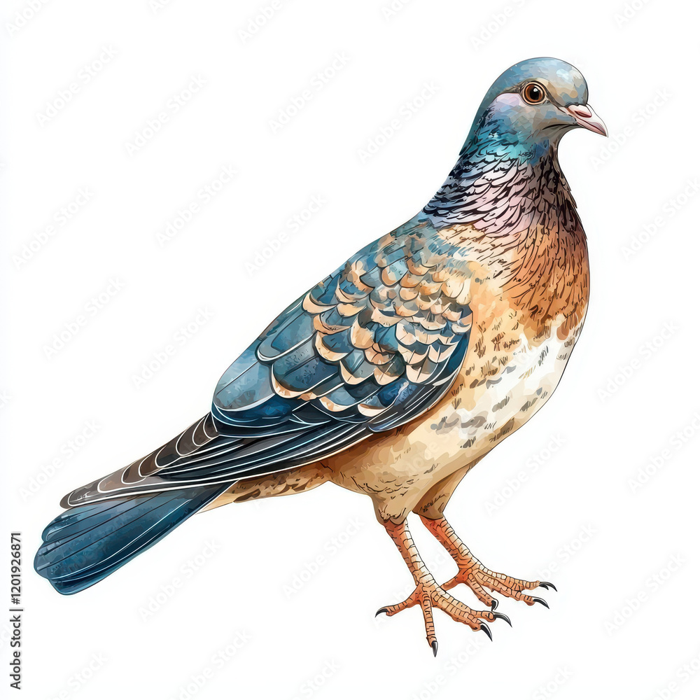Fototapeta premium colorful dove illustration with detailed feathers and graceful stance