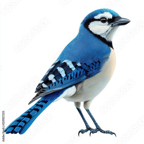 Blue jay bird illustration with vibrant colors and detailed features photo