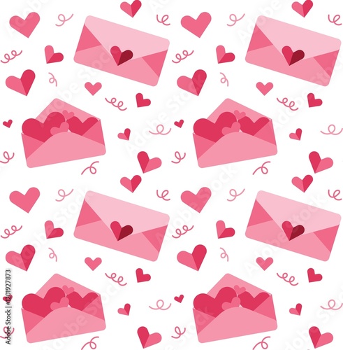 Seamless pattern Valentine love letter full of heart
