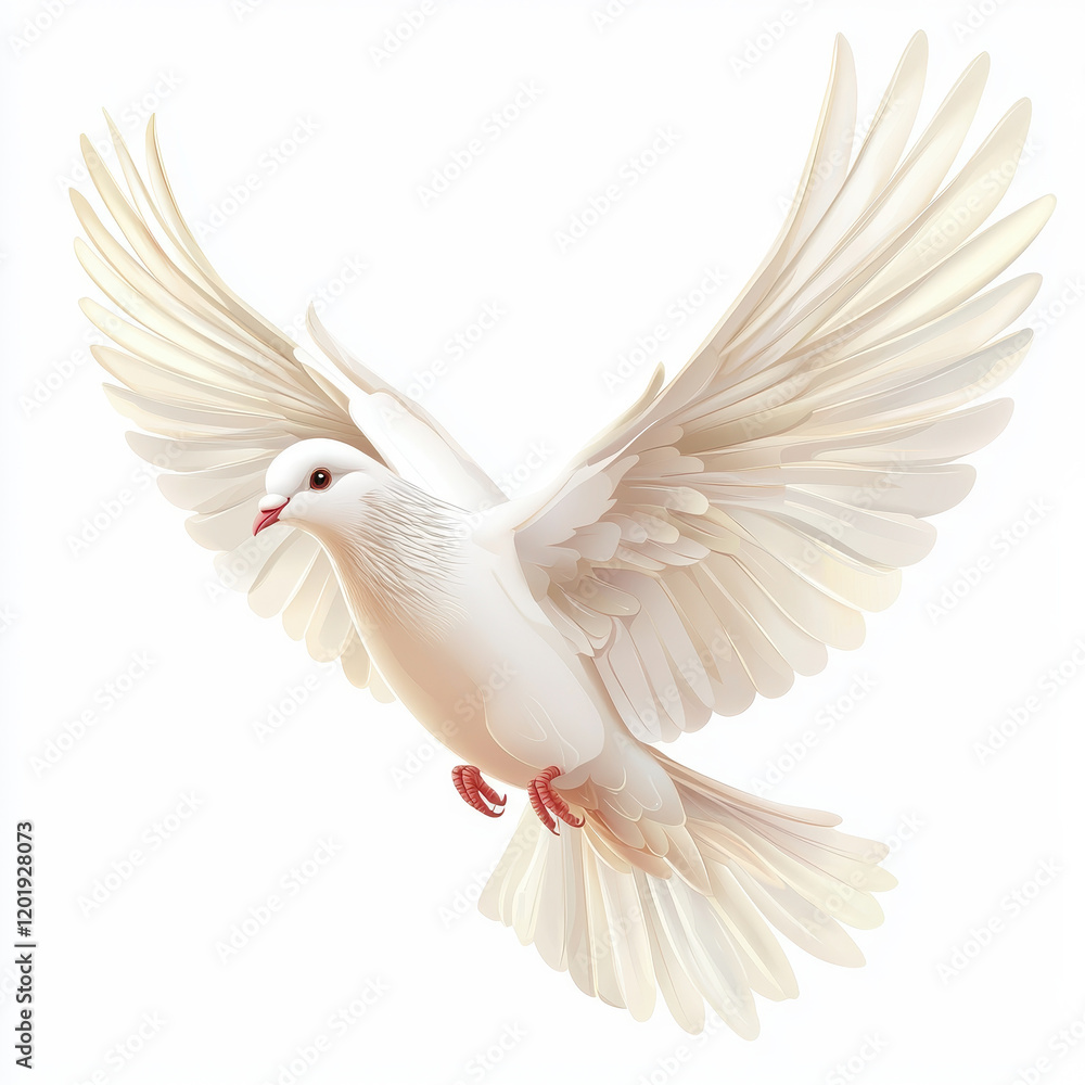 Obraz premium Flying white dove with elegant wings and peaceful expression