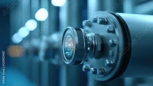 Close-up of a precision gauge in a modern industrial setting.