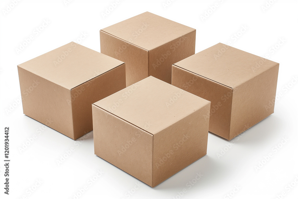 Four cardboard boxes are stacked on top of each other Four cardboard boxes are stacked on top of each other
