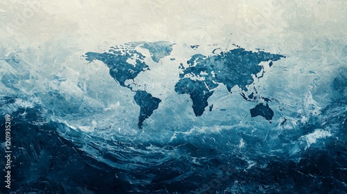 World Map Immersed in Ocean Depths: A Global Perspective photo