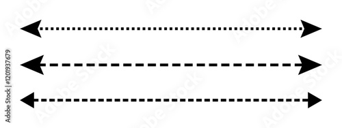 Long straight dashed line double arrow set