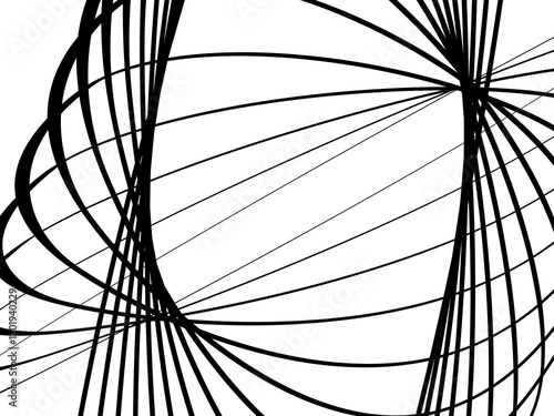 Black tangled thread background. Vector illustration of abstract circular pen strokes, on white background. Hand drawn tangled scribbles. Isolated vector illustration on white background.