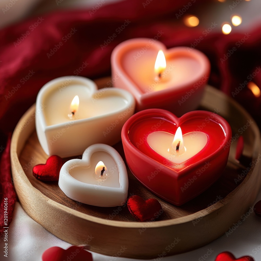 Heart-shaped candles create a warm and romantic atmosphere for special occasions Heart-shaped candles create a warm and romantic atmosphere for special occasions