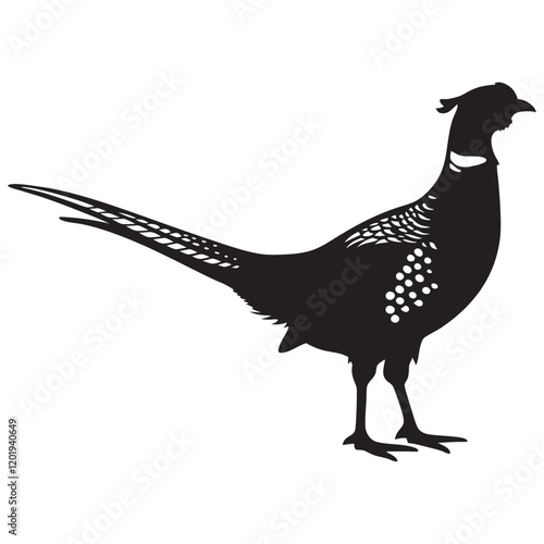 pheasant forest bird black silhouette icon , bird vector illustration