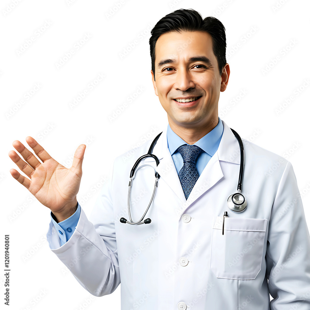Smiling Doctor Waving in White Coat On Transparent Background
Smiling Doctor Waving in White Coat On Transparent Background
