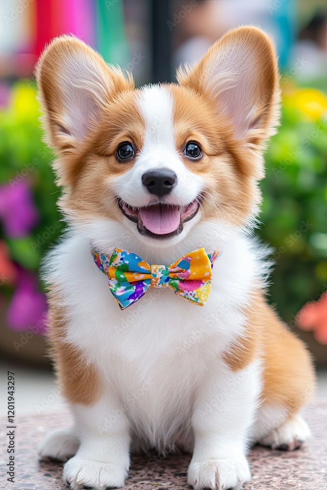 Cheerful Puppy in Fancy Bowtie Enjoys the Day Cheerful Puppy in Fancy Bowtie Enjoys the Day