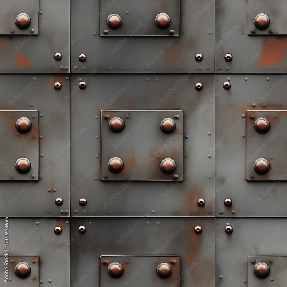 Texture - Industrial metallic panel with rivers and oxidation marks. AI Generative. Texture - Industrial metallic panel with rivers and oxidation marks. AI Generative.