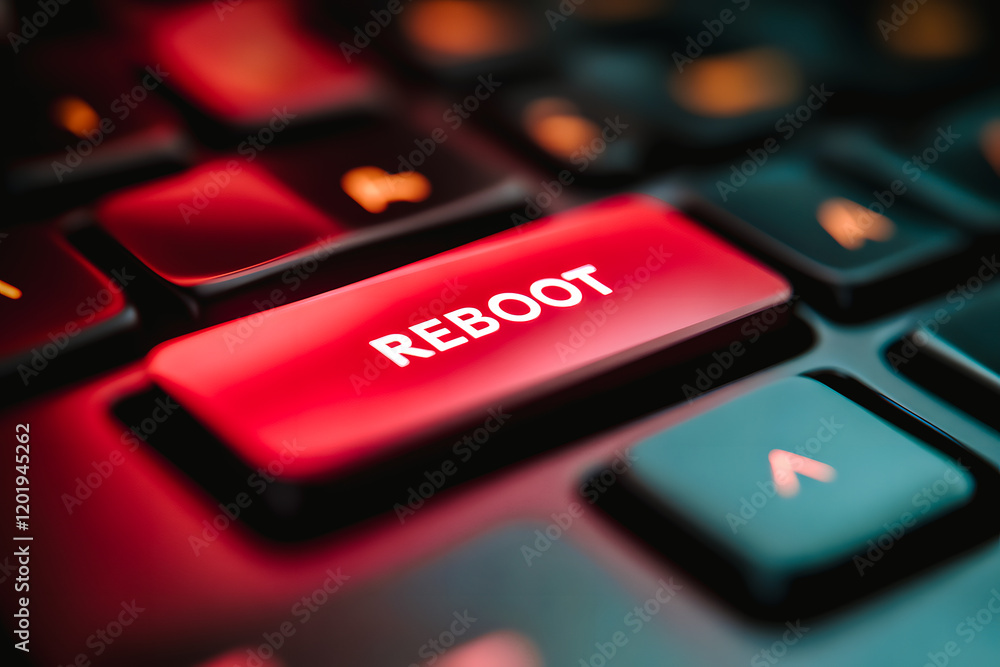 Touche REBOOT sur clavier d'ordinateur Touche REBOOT sur clavier d'ordinateur