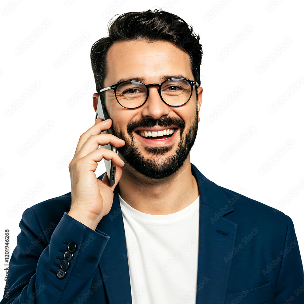 Confident Professional in Glasses Having a Phone Call On Transparent Background
Confident Professional in Glasses Having a Phone Call On Transparent Background