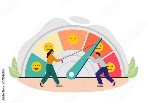 people stress man woman indicator emotions mental psychological health assessing feelings awareness mindfulness vector illustration