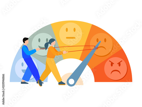 people stress man woman indicator emotions mental psychological health assessing feelings awareness mindfulness vector illustration