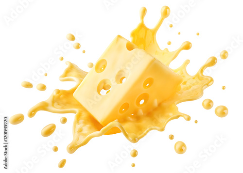 melted cheese splashing isolated on white background.PNG photo