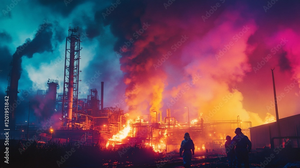 Night Refinery Fire Emergency Response Night Refinery Fire Emergency Response