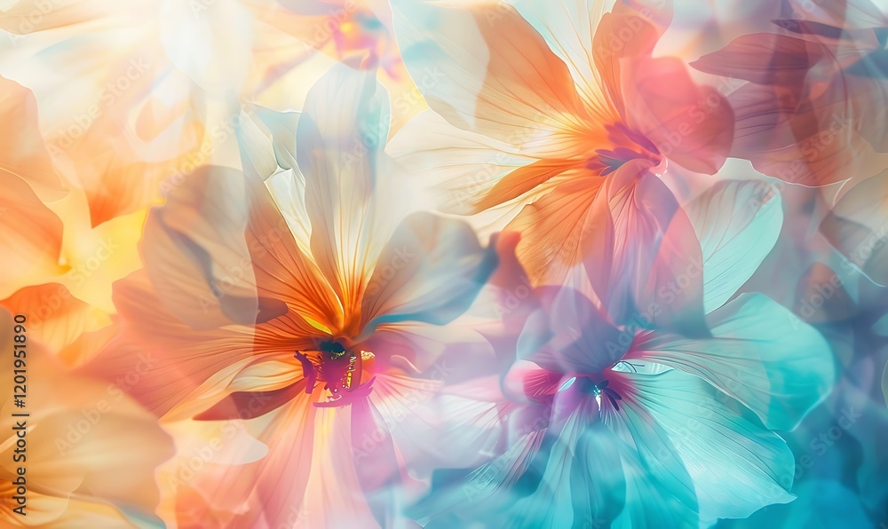 Delicate flower petals with light colors on a serene abstract backdrop Delicate flower petals with light colors on a serene abstract backdrop