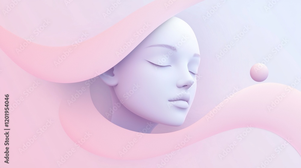 Digital illustration of a woman's face with her eyes closed. the woman's head is in the center of the image, with her head slightly tilted to the side. Digital illustration of a woman's face with her eyes closed. the woman's head is in the center of the image, with her head slightly tilted to the side.