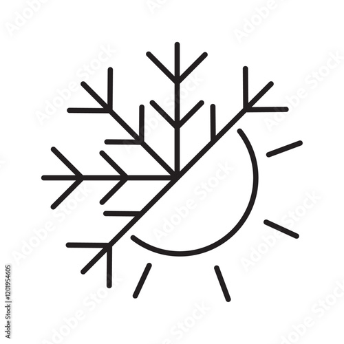 Hot and cold icon with sun and snowflake design. Ideal for temperature, weather, climate control, and HVAC-related visuals.