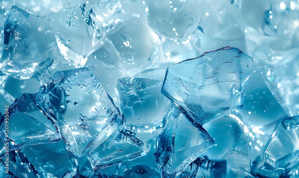 Cold, crystalline ice textures with cool hues creating an abstract backdrop Cold, crystalline ice textures with cool hues creating an abstract backdrop