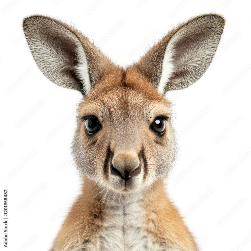 Fototapeta premium Kangaroo portrait on isolate wildlife photography animal kingdom close-up natural habitat eye contact