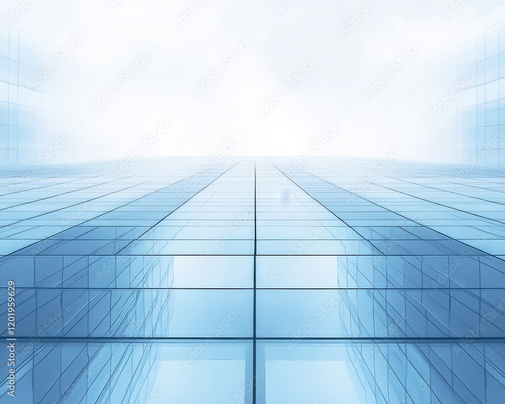 A Stunning Perspective of a Modern Skyscraper Rising Towards the Sky with a Glass Facade Reflecting Subtle Light and the Expansive Blue Atmosphere Above A Stunning Perspective of a Modern Skyscraper Rising Towards the Sky with a Glass Facade Reflecting Subtle Light and the Expansive Blue Atmosphere Above