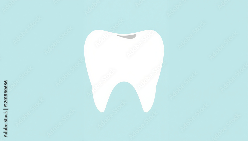 White tooth illustration on light blue background White tooth illustration on light blue background