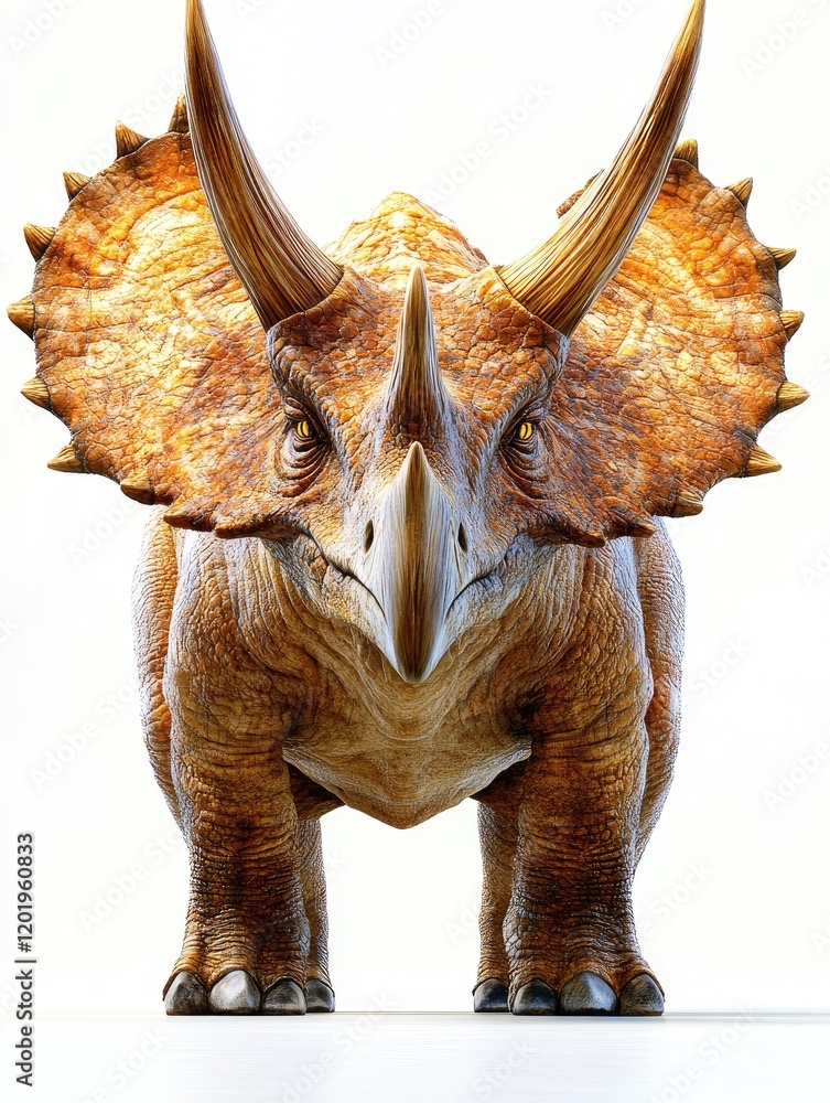 Fototapeta premium Highly Detailed Realistic Triceratops Model on a Clean White Background for Educational Use