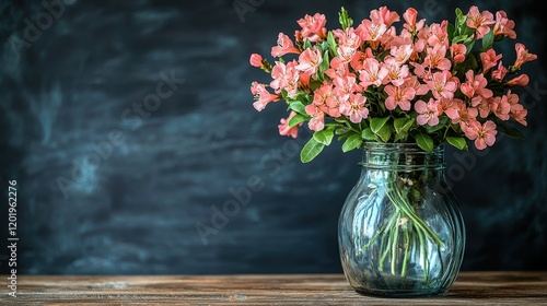 Wallpaper Mural Fresh Peach Blossom Bouquet in Vintage Glass Jar on Rustic Wooden Table Background Torontodigital.ca