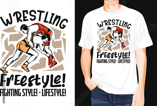 Wrestling tshirt design unique idea photo