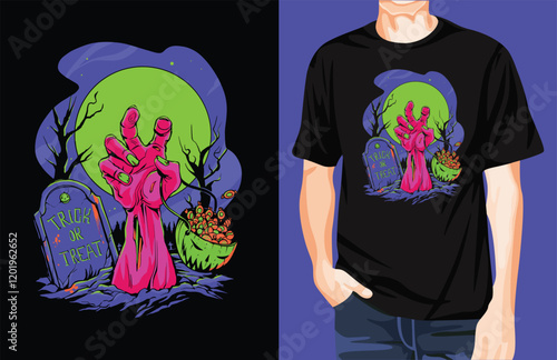 Zombie halloween tomb t-shirt design