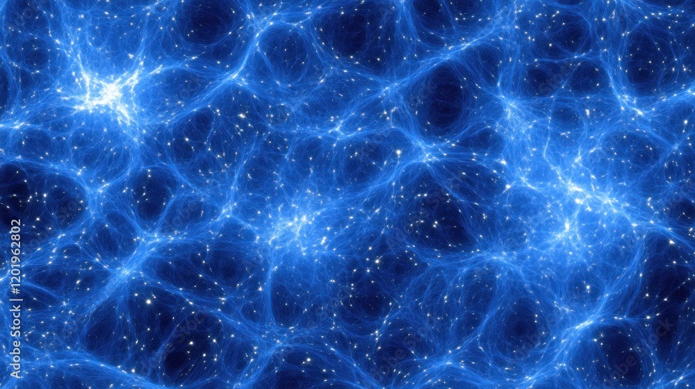 Abstract Cosmic Energy Flow: Glowing Blue and White Network Abstract Cosmic Energy Flow: Glowing Blue and White Network