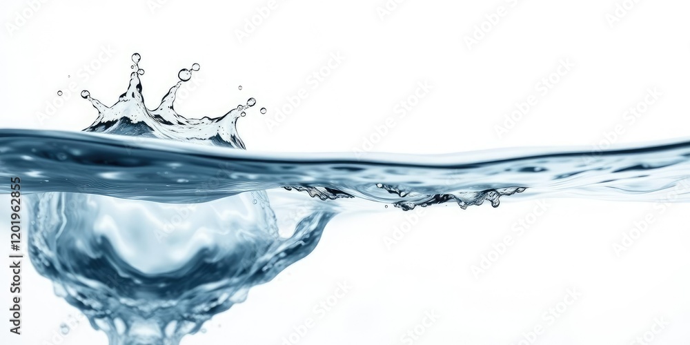 A splash of water on a white background, with ripples and waves creating a dynamic effect, splashy moment, calming beauty A splash of water on a white background, with ripples and waves creating a dynamic effect, splashy moment, calming beauty