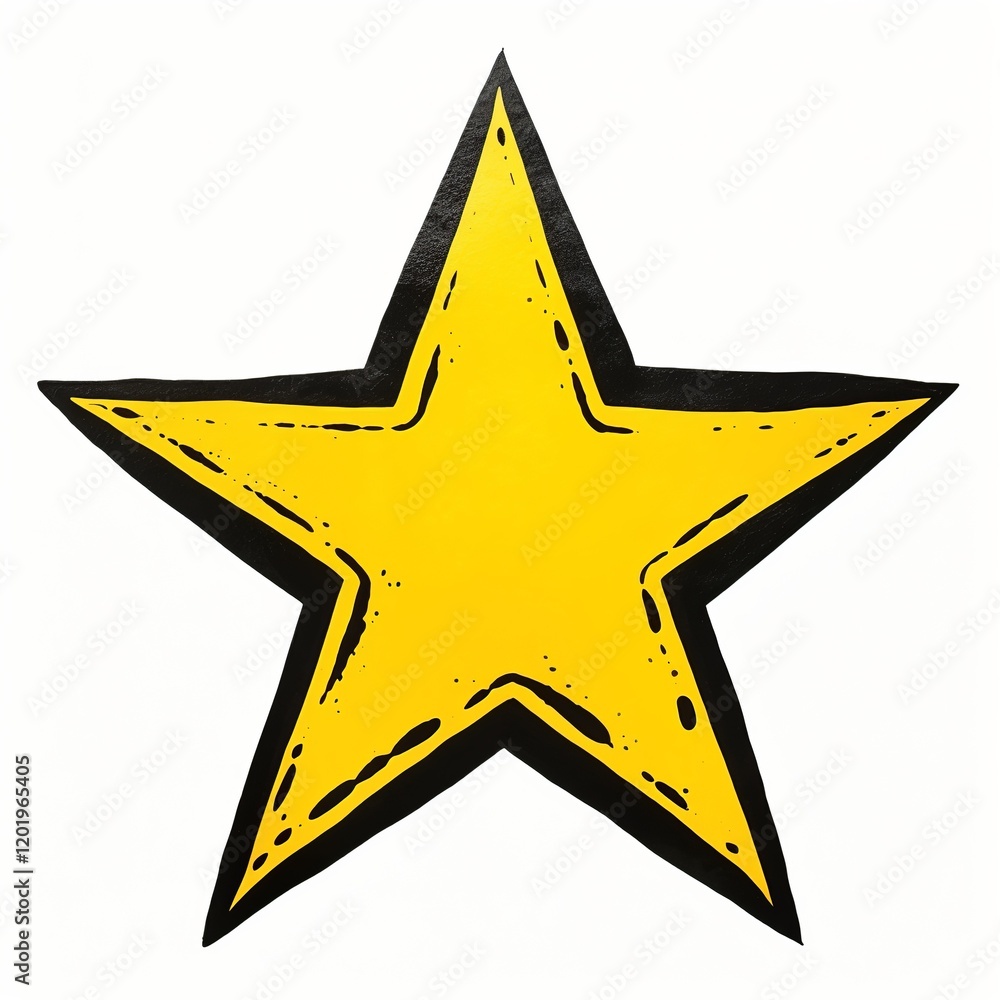 Bright Yellow Star with Bold Black Outline on white background Bright Yellow Star with Bold Black Outline on white background