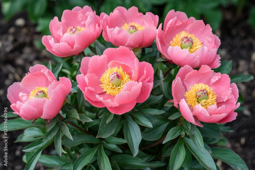 Obraz premium Beautiful Arrangement of Pink Peonies in Full Bloom