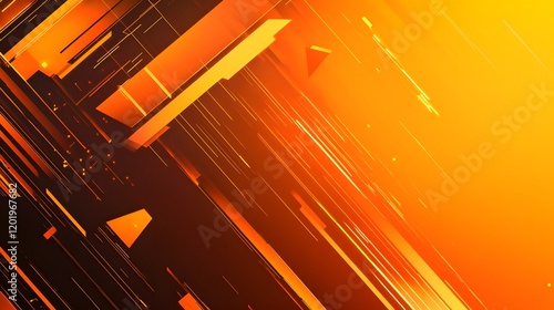Abstract Orange and Black Geometric Design with Dynamic Lines