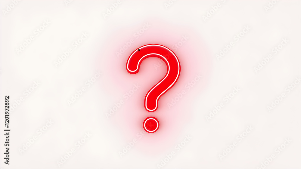 Neon 3D image of 3D red neon question mark, solid white background. Generative AI Neon 3D image of 3D red neon question mark, solid white background. Generative AI