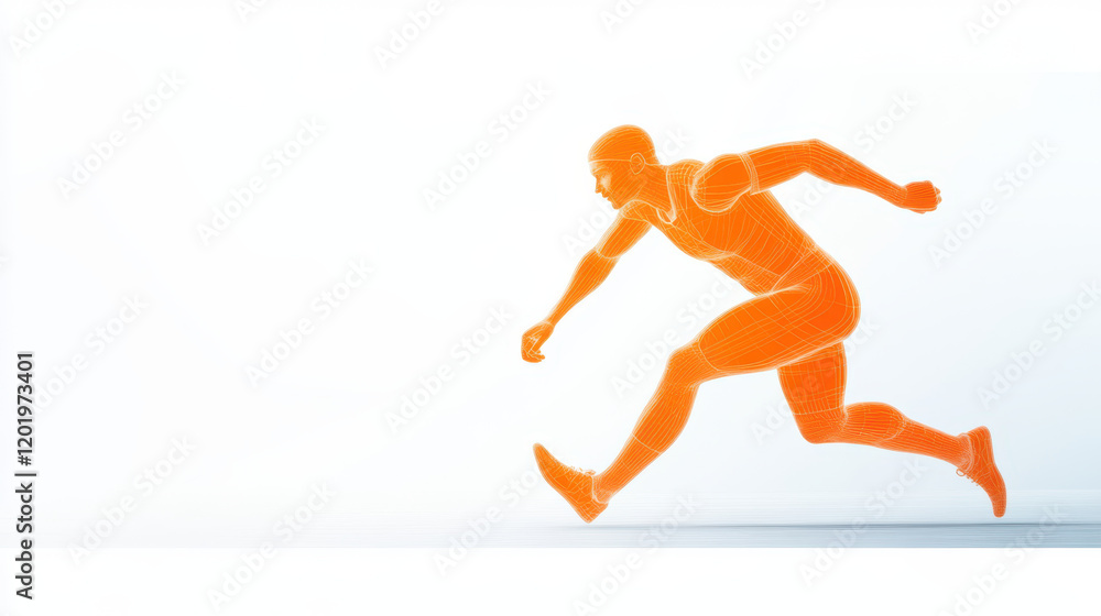 stylized orange figure sprinting in dynamic pose, showcasing athleticism and speed stylized orange figure sprinting in dynamic pose, showcasing athleticism and speed