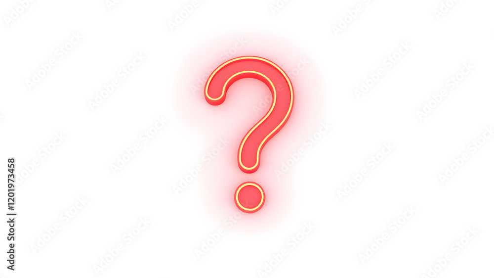 Neon 3D image of 3D red neon question mark, solid white background. Generative AI Neon 3D image of 3D red neon question mark, solid white background. Generative AI