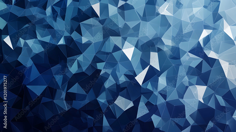 Obraz premium Abstract blue geometric background, low poly design, textured triangular pattern, modern digital art.