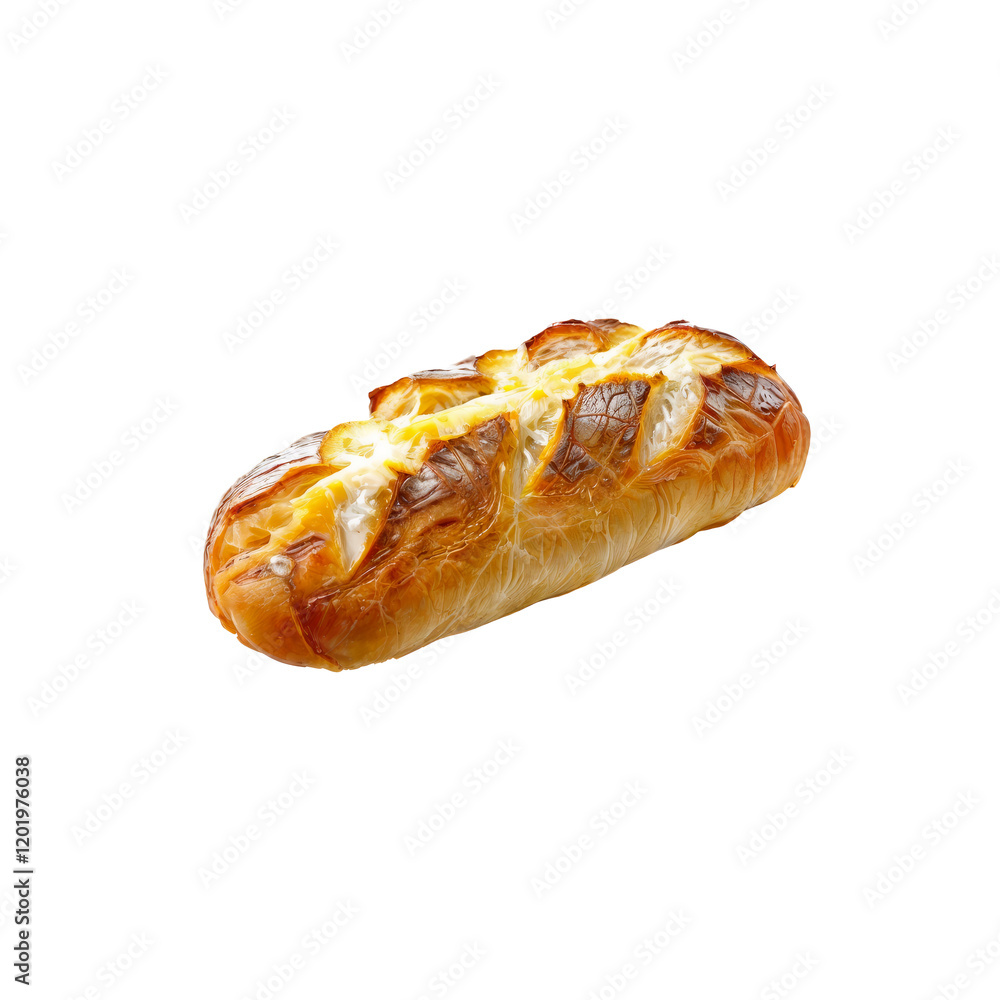 Garlic Bread Loaf: A closeup view of a fresh, golden-brown garlic bread loaf, with its surface covered in melted butter and herbs, making it visually enticing and inviting to indulge. Garlic Bread Loaf: A closeup view of a fresh, golden-brown garlic bread loaf, with its surface covered in melted butter and herbs, making it visually enticing and inviting to indulge.